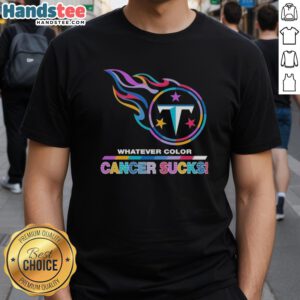 Hot Tennessee Titans Football T-Shirt featuring 'Cancer Sucks' logo in team colors - perfect for fans and cancer awareness.
