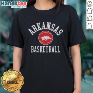 Alt Text: Nice Arkansas Razorbacks Basketball Ladies Tee in vibrant red, showcasing team pride and style for female fans.