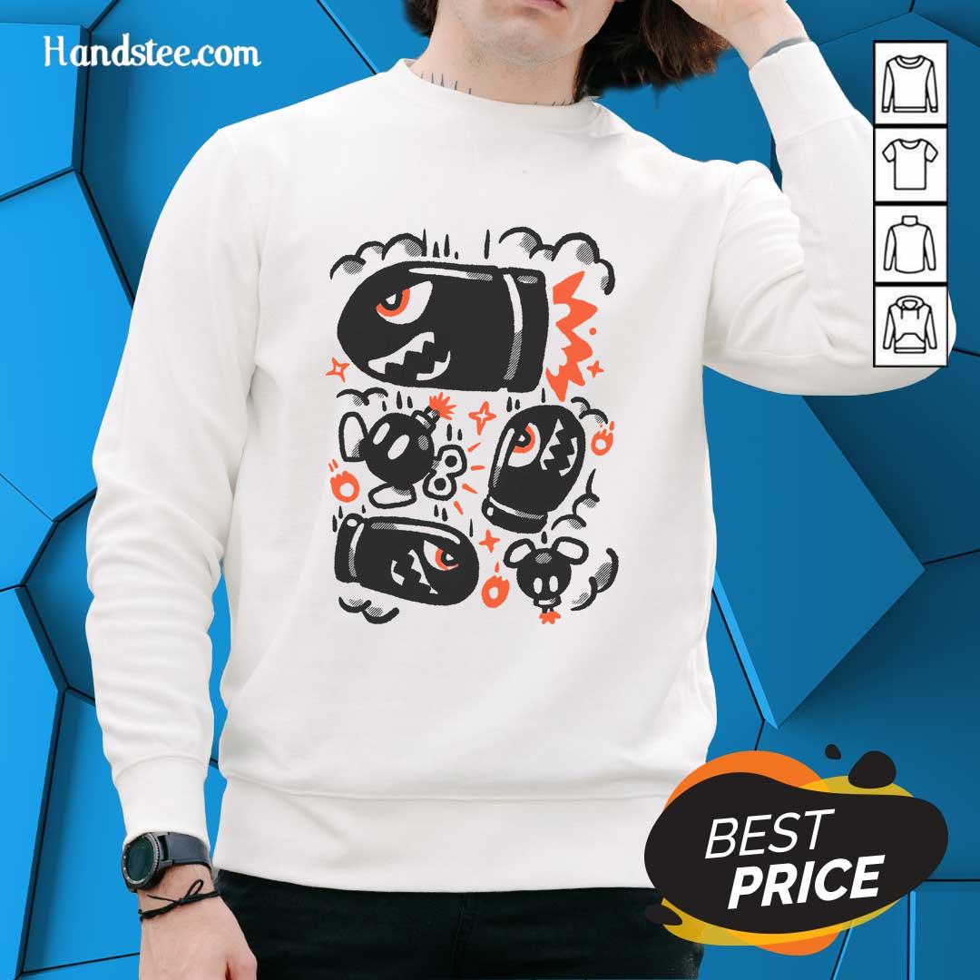 Stylish Nice Bob-Ombing Run Sweatshirt featuring vibrant colors and a playful design inspired by video games.