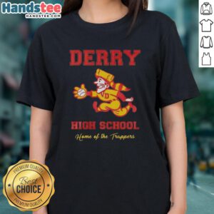 Alt Text: Ladies tee featuring Nice Derry High School Trappers logo, perfect for school spirit and casual wear.