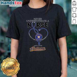 Stylish ladies' tee featuring a stethoscope heart design for nurses who love baseball and the Houston Astros.