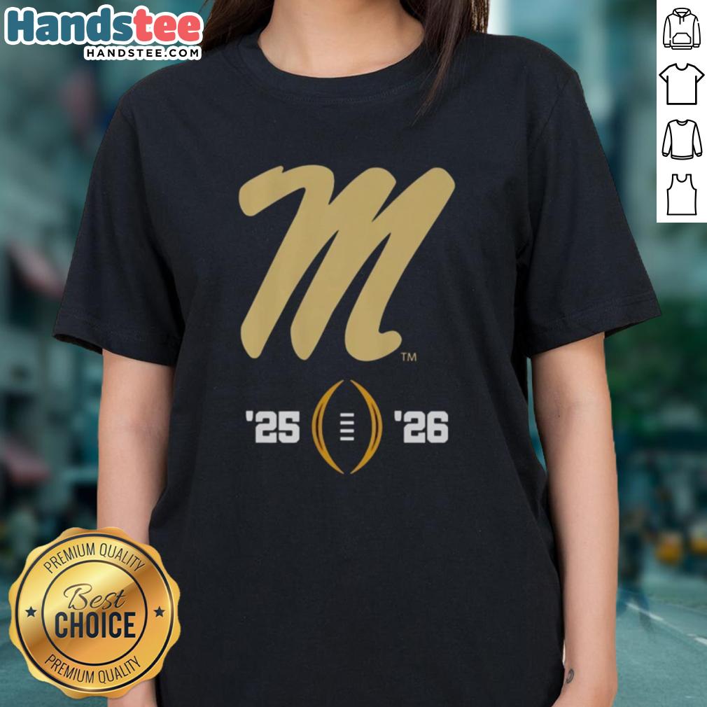 Alt Text: Nice Ole Miss Rebels Logo for 2025-2026 College Football Playoff on a stylish ladies tee shirt.