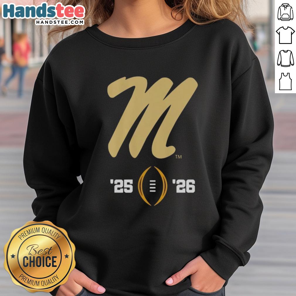 Nice Ole Miss Rebels logo on a sweatshirt for the 2025-2026 College Football Playoff season.