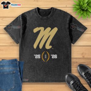 Alt Text: Nice Ole Miss Rebels logo on a washed t-shirt for the 2025-2026 College Football Playoff. Stylish fan apparel.
