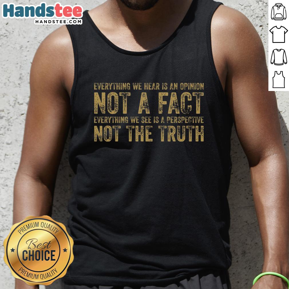 Model wearing a Nice Perspective and Truth tank top in a stylish outdoor setting, showcasing trendy fashion and comfort.