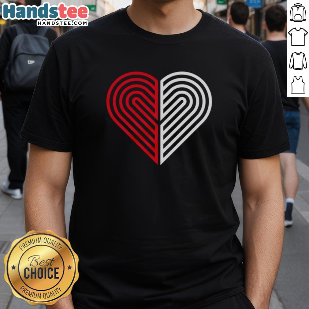 Nice Portland Trail Blazers basketball heart t-shirt showcasing team spirit and love for Portland in vibrant colors.