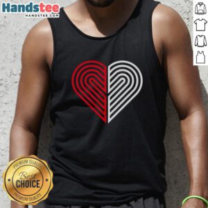 Stylish heart tank top featuring 'Love Portland' and Trail Blazers logo, perfect for fans of Portland basketball.