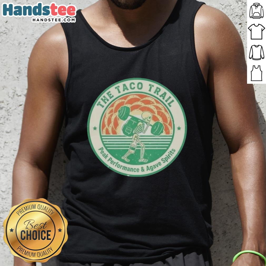 Nice Skeleton Taco Trail tank top featuring peak performance design and agave spirits theme, perfect for casual wear.