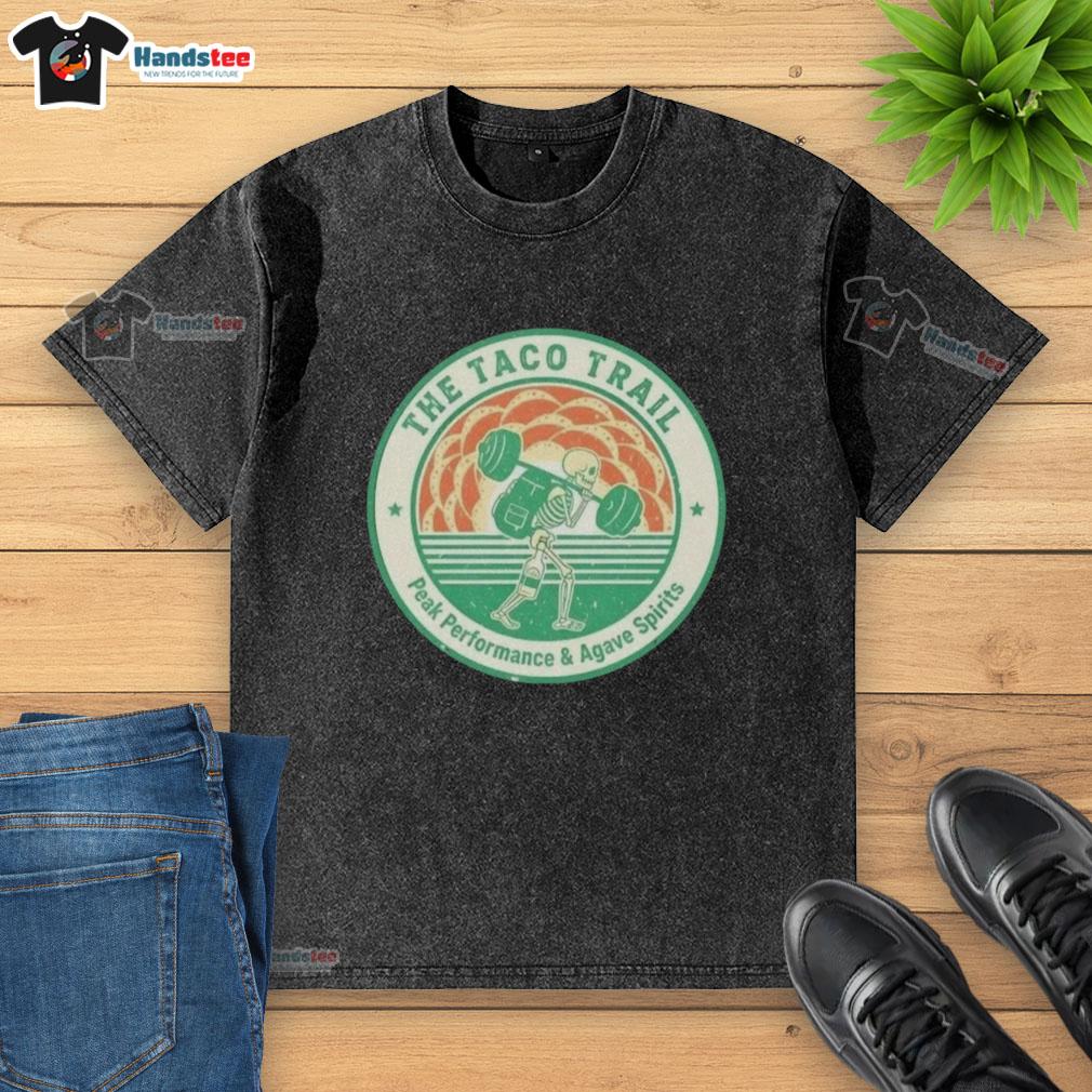 Nice Skeleton Taco Trail Peak Performance washed t-shirt featuring agave spirits design for casual style.