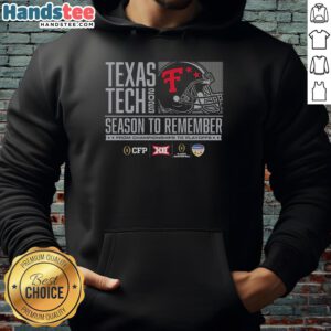 Texas Tech Red Raiders helmet on a hoodie, celebrating the 2025 championship and playoff season in style.