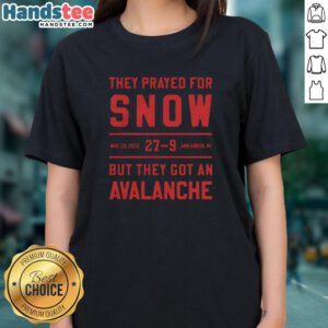Nice Ladies Tee featuring a snow-themed design for Ann Arbor, MI, after an unexpected avalanche on Nov 29, 2025.