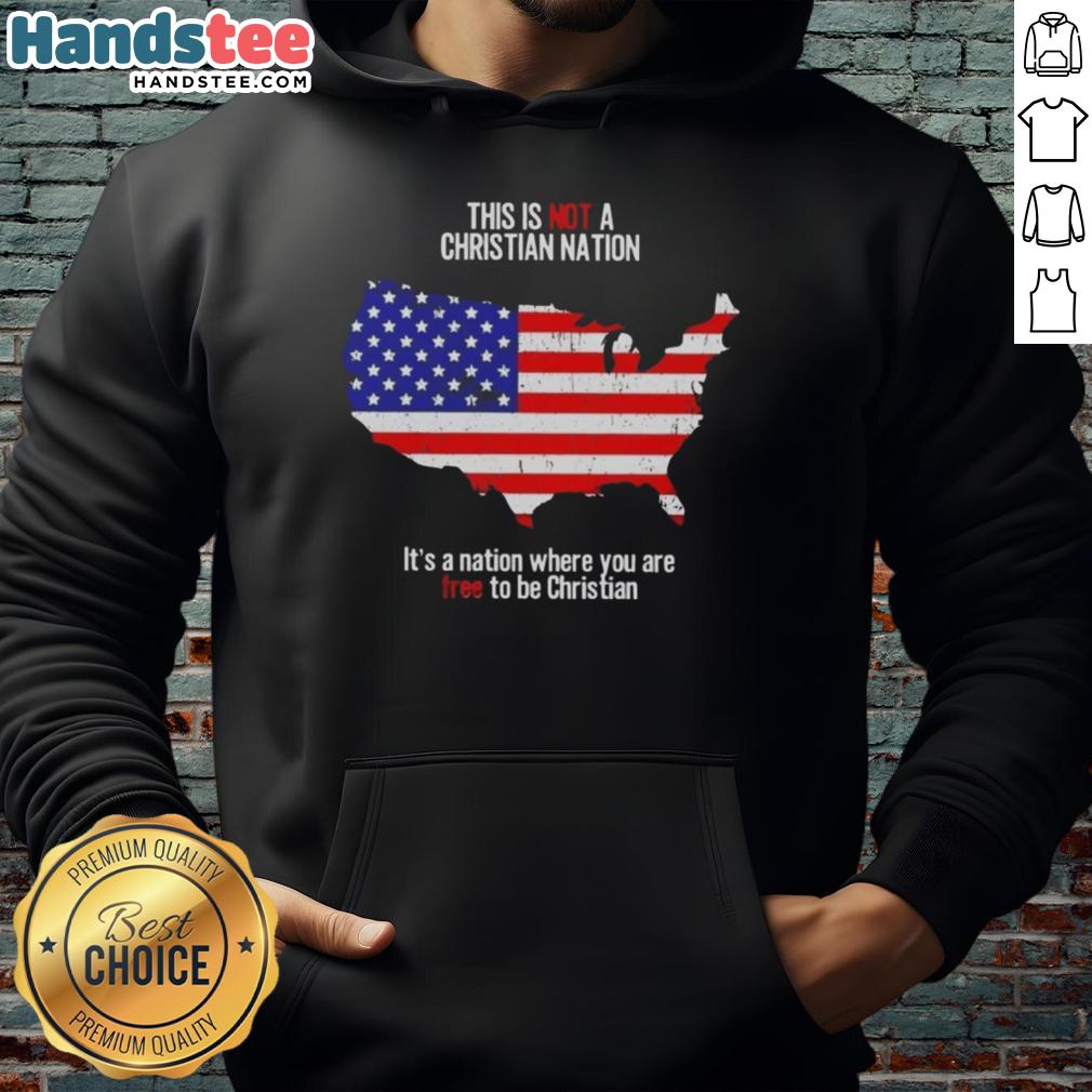 Nice hoodie featuring 'This is not a Christian nation' text, promoting freedom of belief and expression.