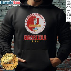 Official 2025 Big 10 Men's Football Champions Indiana Hoosiers hoodie showcasing team colors and logo.