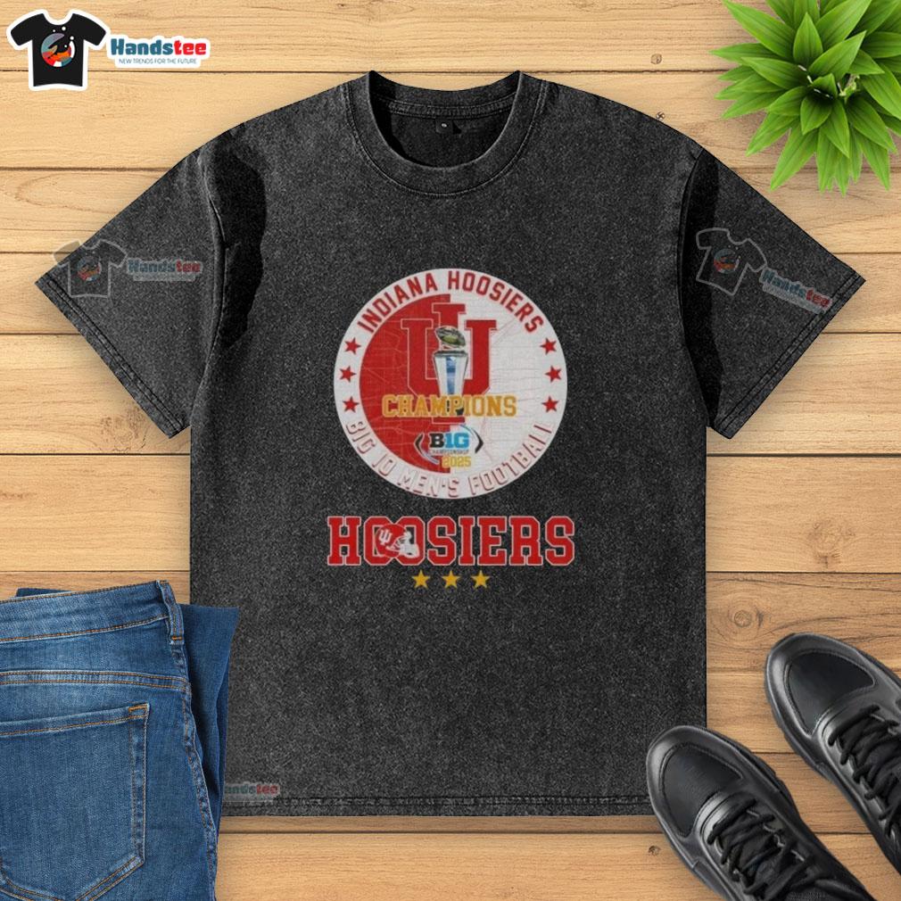 2025 Big 10 Men's Football Champions Indiana Hoosiers washed t-shirt, celebrating Indiana's victory in a stylish design.