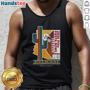 Official 2026 Vrbo Fiesta Bowl Miami Hurricanes CFP Semifinal Prick 6 tank top featuring vibrant team colors and logo.