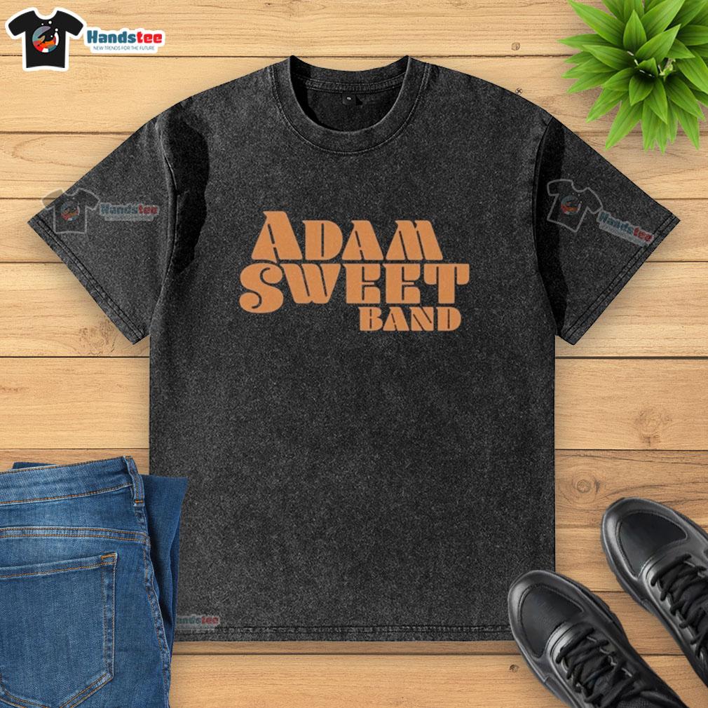 Alt Text: Official Adam Sweet Band logo on a stylish washed t-shirt, perfect for fans and casual wear.