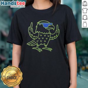 Official Blitz Seattle Seahawks mascot giving the middle finger in a 2026 ladies tee football design.