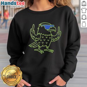 Official Blitz Seattle Seahawks mascot giving a middle finger on a 2026 college football sweatshirt.