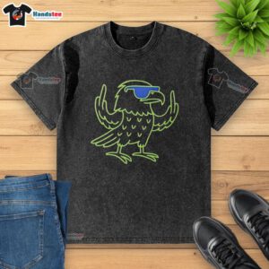 Official Blitz Seattle Seahawks mascot giving middle finger in a 2026 washed football college t-shirt.