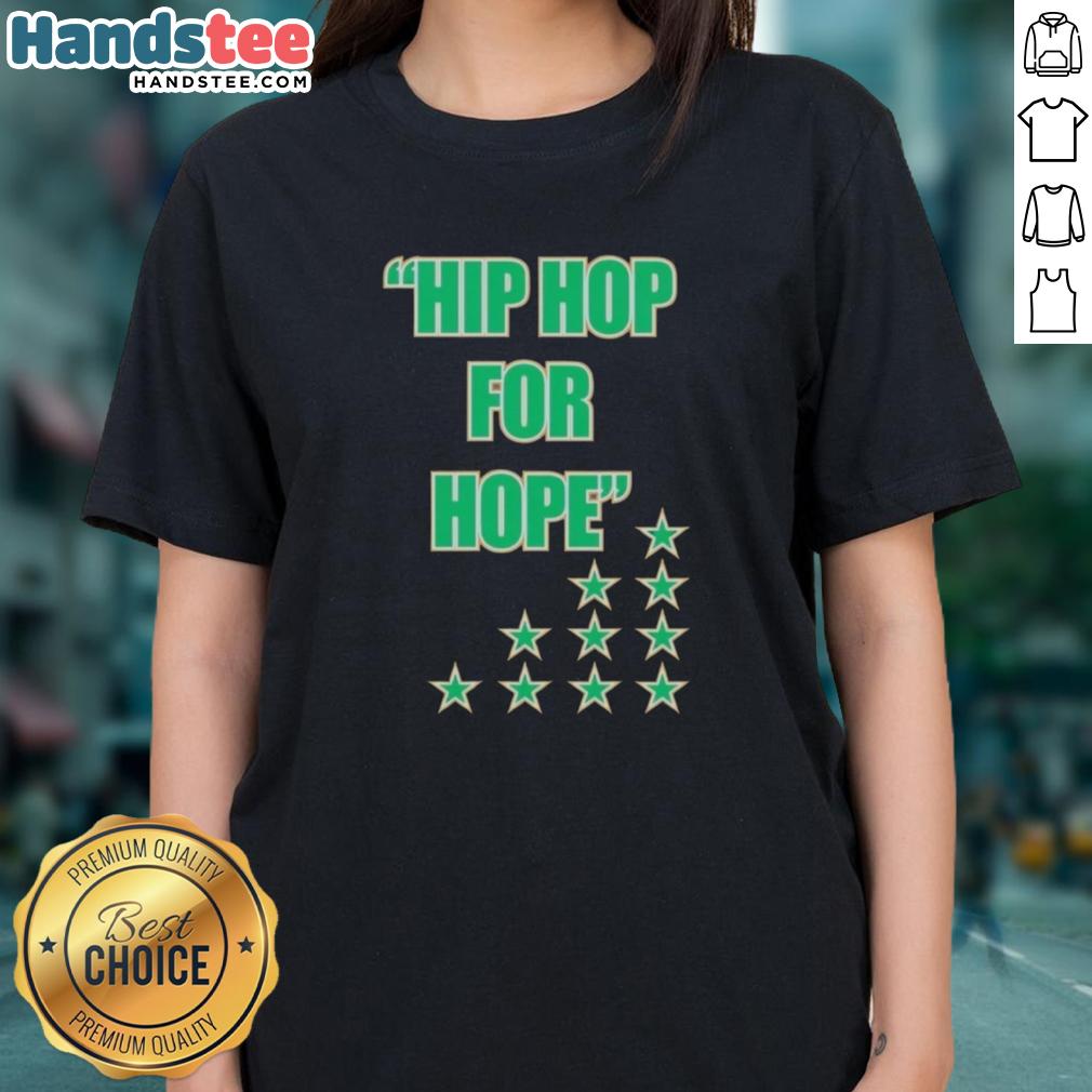 Official Boston Celtics Hip Hop for Hope Ladies Tee featuring vibrant design and team logo for fans and supporters.