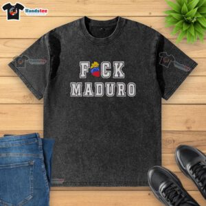 Official Captura Nicols Maduro 'Fck Maduro' washed t-shirt displayed on a hanger, showcasing bold graphic design.