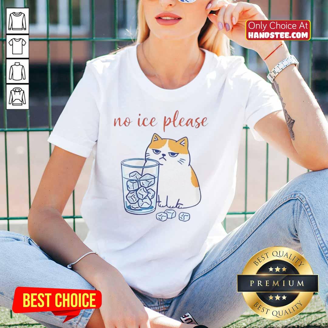 Official Cat No Ice Please Caricature Ladies Tee featuring a playful cat design, perfect for cat lovers and casual wear.