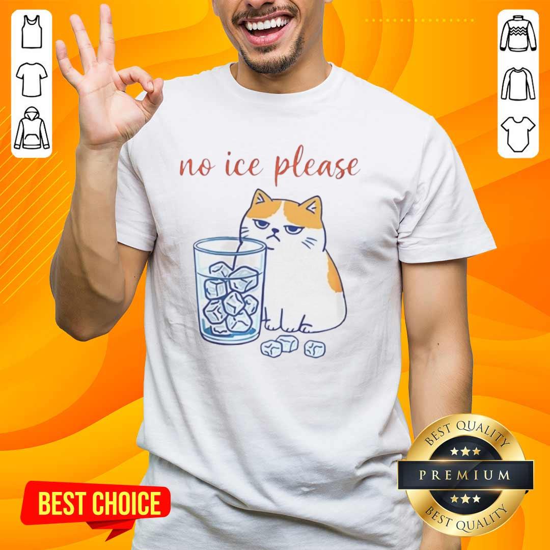 Alt Text: Official Cat No Ice Please Caricature T-Shirt featuring a playful cat design perfect for feline lovers.