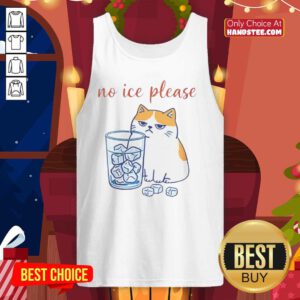 Official Cat No Ice Please caricature tank top featuring a playful cat design, perfect for cat lovers and summer wear.