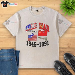 Official Cold War 1945-1991 washed t-shirt featuring a vintage design and soft fabric, perfect for history enthusiasts.