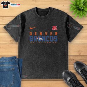 Alt Text: Official Denver Broncos NFL 2026 Super Bowl washed t-shirt featuring team logo and vintage design. Perfect for fans!