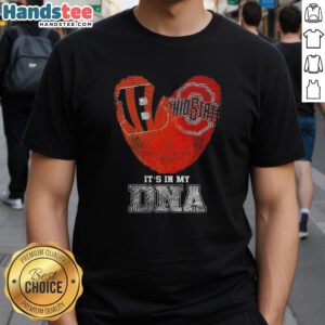 Official Fingerprints Cincinnati Bengals X Ohio State Buckeyes T-Shirt showcasing 'Its In My DNA' design for fans.