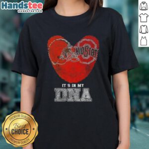 Official Fingerprints Cleveland Browns X Ohio State Buckeyes It's In My DNA Ladies Tee showcasing team spirit and style.