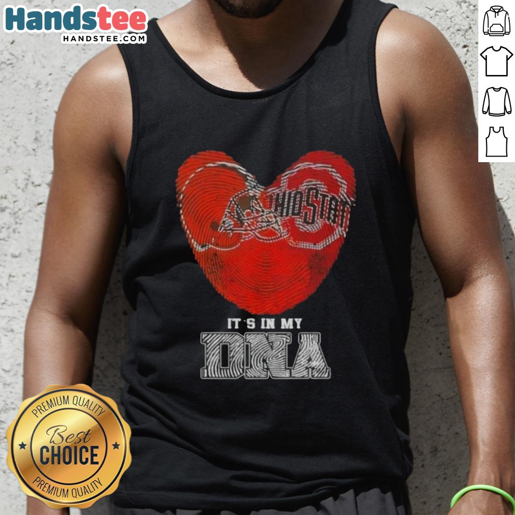 Official Fingerprints Cleveland Browns X Ohio State Buckeyes It's In My DNA tank top featuring team logos and vibrant design.