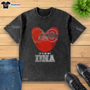 Official Cleveland Browns X Ohio State Buckeyes It's In My DNA washed t-shirt design featuring vibrant colors and logos.