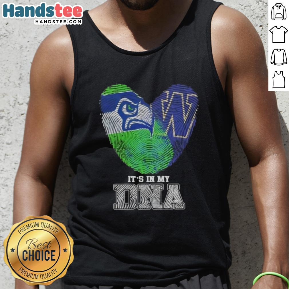 Official Fingerprints Seattle Seahawks x Washington Huskies 'It's In My DNA' tank top featuring team logos and vibrant design.