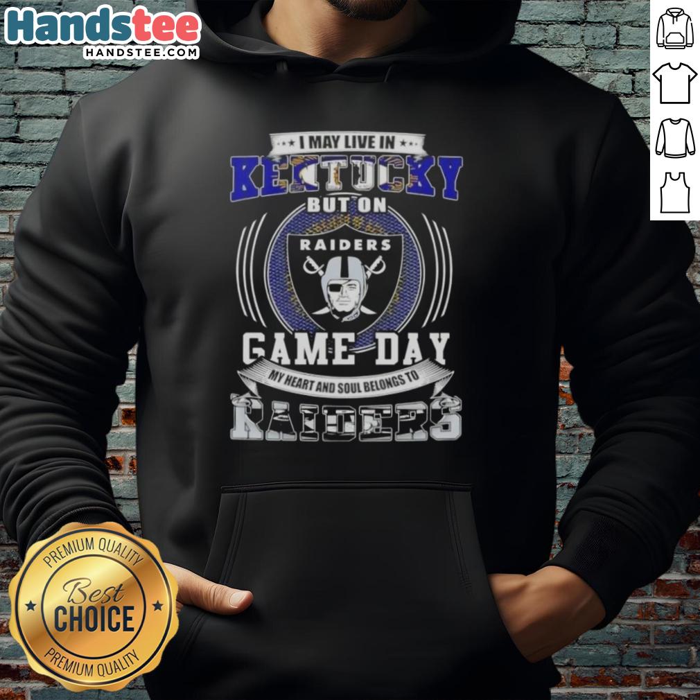 Kentucky fan wearing a Las Vegas Raiders football hoodie, showcasing team pride on game day.