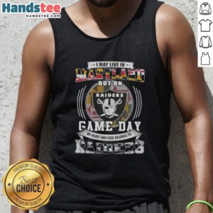 Official I May Live In Maryland But On Game Day My Heart Belongs To Las Vegas Raiders Football Tank Top for fans.