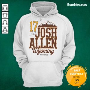 Alt Text: Josh Allen official Wyoming Cowboys football hoodie with signature, perfect for fans and collectors.