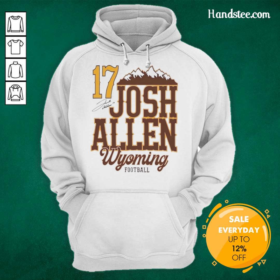 Alt Text: Josh Allen official Wyoming Cowboys football hoodie with signature, perfect for fans and collectors.