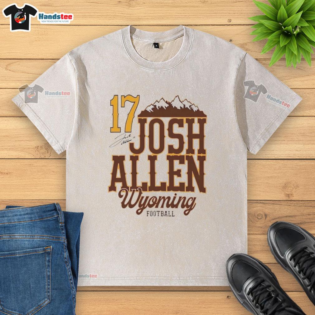 Josh Allen 17 Wyoming Cowboys Football signature washed t-shirt showcasing team pride and style for fans.