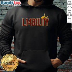 Official L14bility Flame Logo Hoodie featuring a vibrant flame design on a stylish black background.