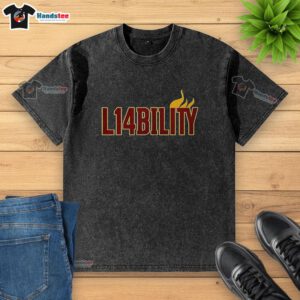 Official L14bility Flame Logo washed t-shirt featuring a vibrant flame design on soft cotton fabric.