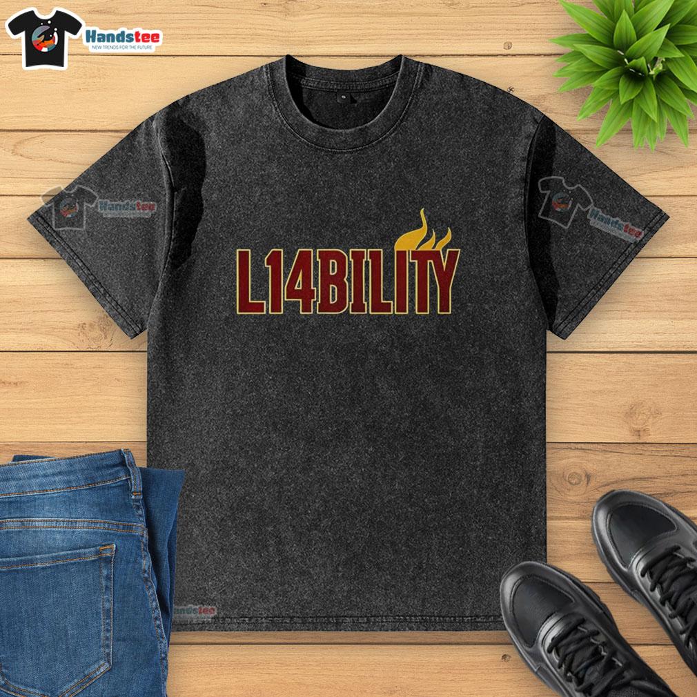 Official L14bility Flame Logo washed t-shirt featuring a vibrant flame design on soft cotton fabric.