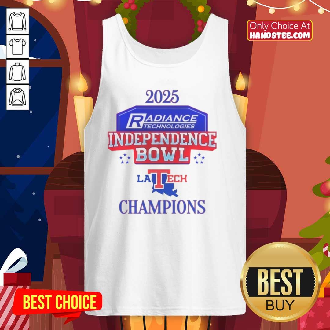 Alt Text: Official Louisiana Tech Bulldogs 2025 Independence Bowl Champions logo on a stylish tank top design.