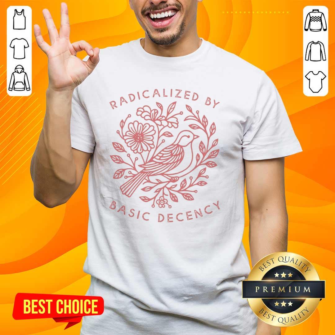 Radicalized By Basic Decency Dove Bird Anti-Trump Protest T-Shirt design featuring a dove symbolizing peace and activism.