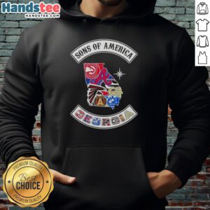 Official Son Of America Georgia Map Sports Logos Combine Hoodie featuring vibrant graphics and state pride design.