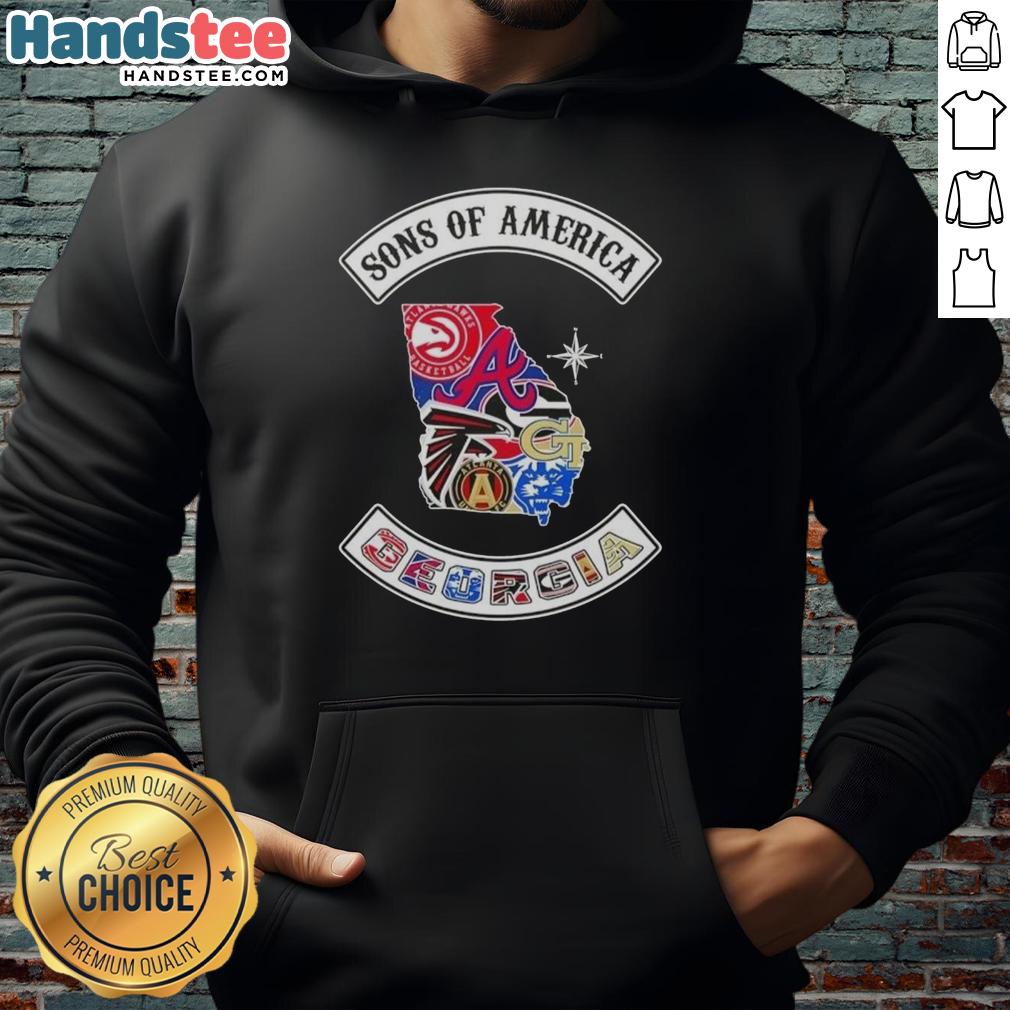 Official Son Of America Georgia Map Sports Logos Combine Hoodie featuring vibrant graphics and state pride design.