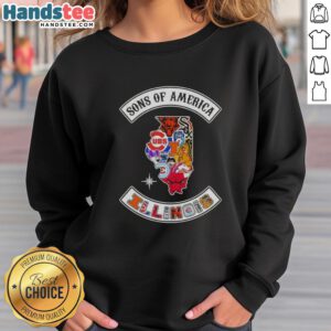 Official Son of America Illinois Map Sports Logos Combine Sweatshirt featuring vibrant graphics and state pride.