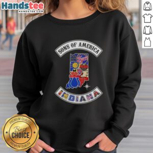 Official Son of America Indiana map sports logos combine sweatshirt featuring vibrant graphics and comfortable design.