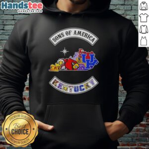 Alt Text: Official Son of America Kentucky Map Sports Logos Combine Hoodie featuring unique sports team graphics.